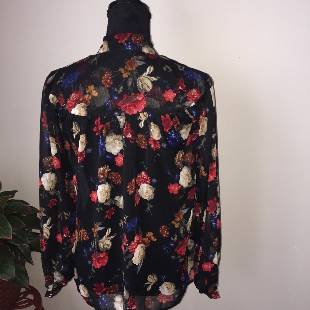LUCKY BRAND Blouse Floral Sheer XS - Picture 3 of 8